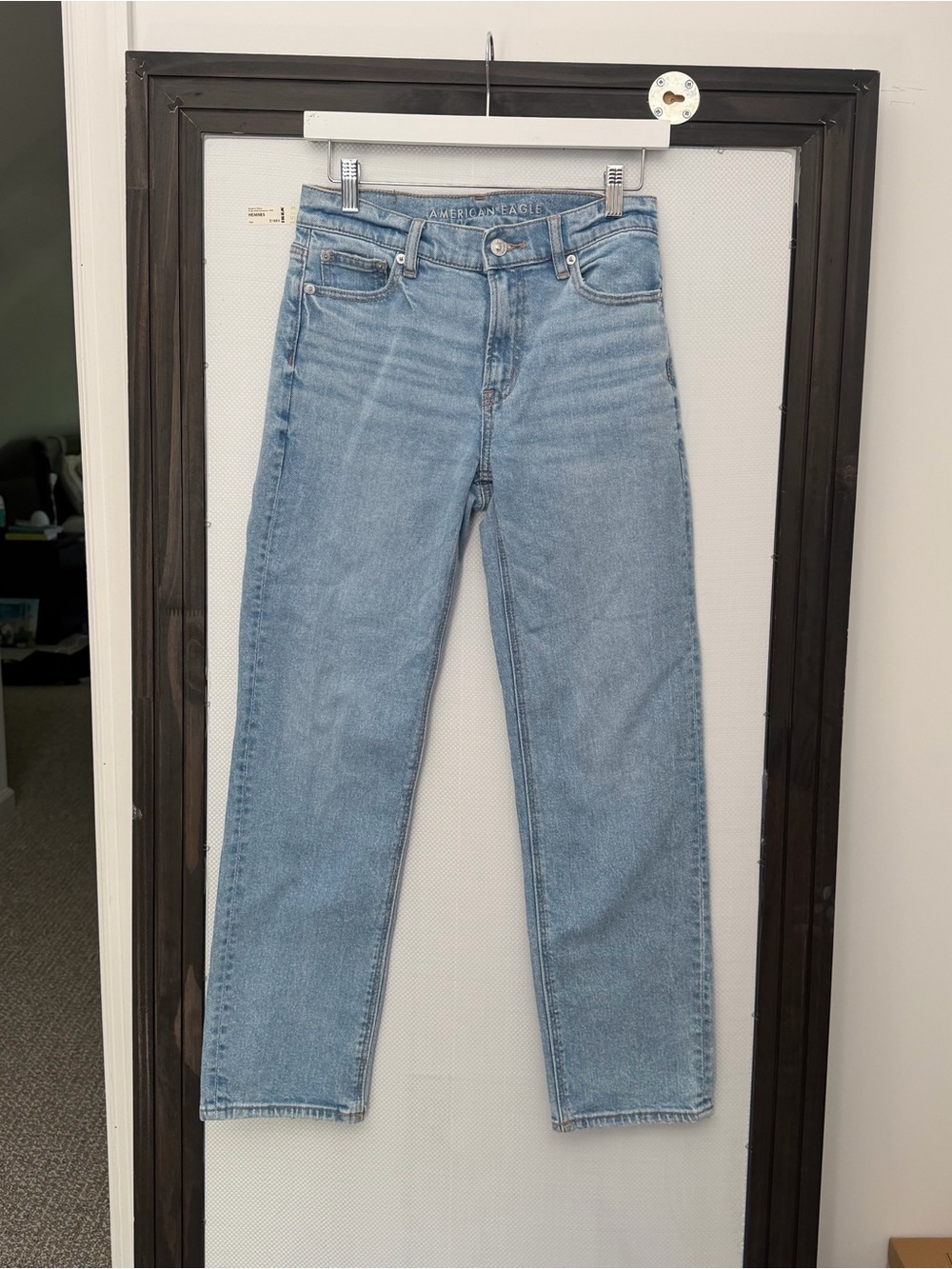 American Eagle Outfitters Light Blue Super High Rise Straight-Leg Jeans